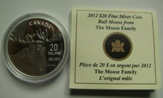2012 Proof $20 Bull Moose From Moose Family Robert Bateman Coin&coa Only Canada