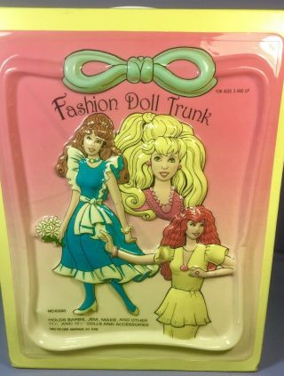 Vintage 80s 3d Fashion Doll Trunk Pink And Yellow Tara Toy Corp.  No.  10350
