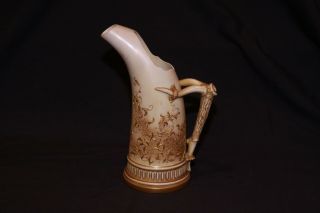 Antique Royal Worcester Porcelain Antler Handle Gold Gilt 1116 Pitcher Tankard