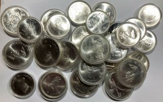 1976 Canada 5 And 10 Dollar Sterling Silver Montreal Olympics Coins - 28 Total