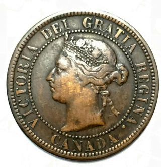 1891 Canada Queen Victoria Penny,  Small Date Large Leaf