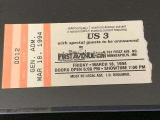 Vintage Ticket Stub Us3 Live Concert 3/18/1994 1st Av Minneapolis