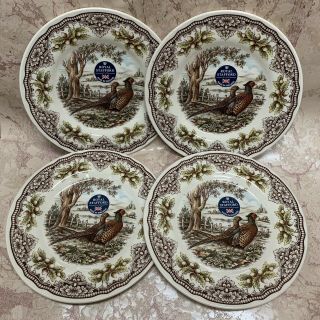 Royal Stafford Pheasant Homeland Harvest Porcelain Set Of 4 Dinner Plates