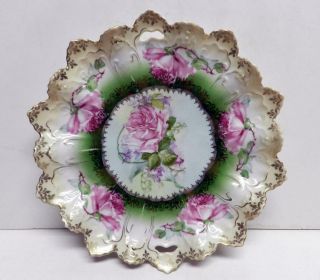 Antique1884 M.  Z.  (moritz Zdekauer) Austria Porcelain Pink Roses Cabinet Plate