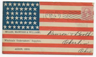 Patriotic 44 Star Flag Illus Adv Cover Undertaker Supplies Akron Oh 1898
