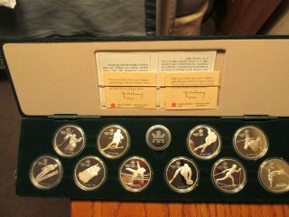 Canada 1988 Calgary Winter Olympic Silver Coin Set 10 Coins w/ box & 3