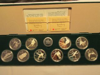 Canada 1988 Calgary Winter Olympic Silver Coin Set 10 Coins w/ box & 4