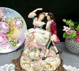 Dresden German Courting Couple Love Story Figurines Painted Porcelain Germany