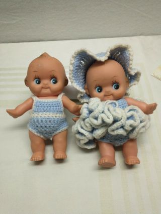 Set Of Two Vinyl Kewpie Dolls Boy And Girl With Clothes