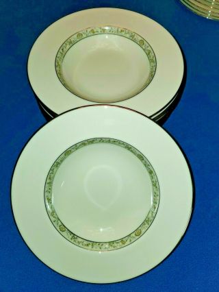 Lenox China - Springdale Pattern - Set Of 10 - Rimmed Soup Bowls - 8 3/8 "