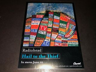 Radiohead Hail To The Thief Vintage Promo Sticker Decal Capitol Records 2003