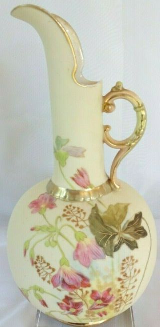 Antique Robert Hanke Rh Austria Art Nouveau Floral Ewer Porcelain Vase Gold