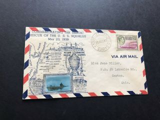 Us 1942 Naval Cover,  Franking British Solomon Is Stamp,  Crosby Uss Squalus Cachet