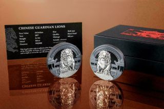 Palau 2017 $10 Chinese Guardian Lions 2x2oz Silver Coin Set