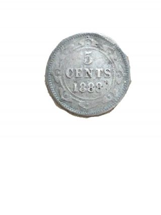 Canada Newfoundland Queen Victoria 5 Cents Silver Nickel 1888 Fine Rare
