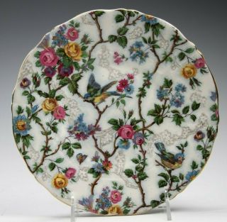 Old Royal Bone China Lorna Doone Chintz Bluebird Porcelain Scalloped Plate 4