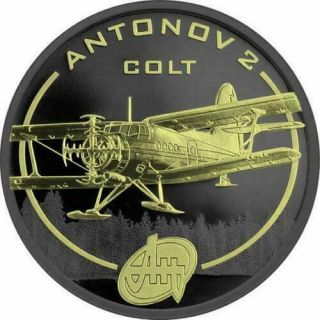 Cook Isl.  2008 1$ Antonov Aircraft Ruthenium & Gilded - An - 2 1 Oz Silver Coin