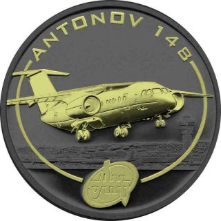 Cook Isl.  2008 1$ Antonov Aircraft Ruthenium & Gilded - An - 148 1 Oz Silver Coin
