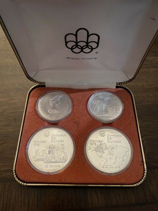 1976 Montreal Canada Olympic Sterling Silver 4 - Coin Set W/ Box