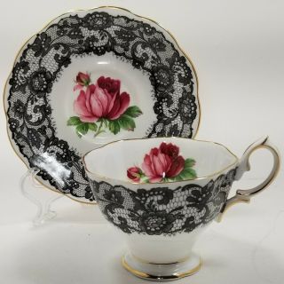 Royal Albert Senorita Black Lace Rose Cup And Saucer