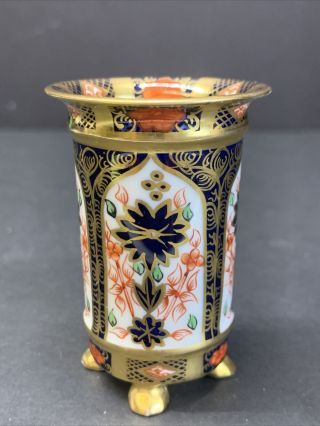 Vtg Royal Crown Derby Porcelain Bone China Gilt Imari Toothpick Holder 1128 Rare