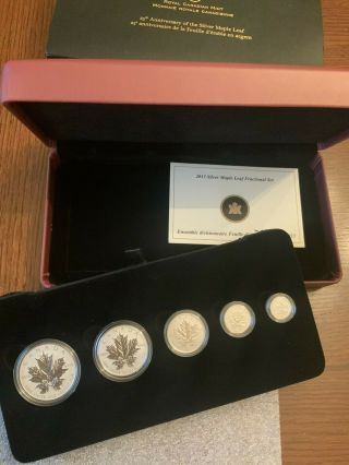 2013 25th Anniversary Canadian Silver Maple Leaf 5 Coin Set In Rcm Box