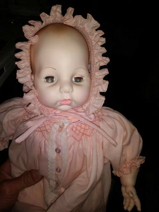 Vintage 1966 Madame Alexander 18” Victoria Baby Doll Pink Dress & Bonnet