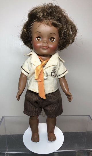 8” Vintage Effanbee Fluffy Brownie Girl Scouts 1965 African American S
