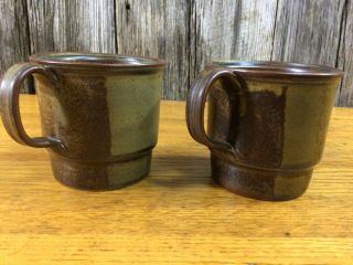 2 Large Mugs Iron Mountain Stoneware Brown Roan Pattern