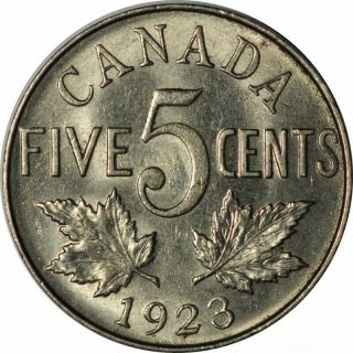 1923 Canadian Nickel - Gorgeous Ch/gem Bu - Semi Key Date - D178utxst1