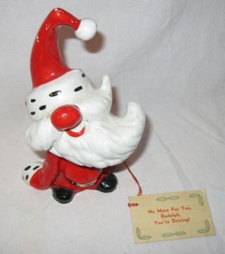 1960s Kreiss Psycho Ceramic Christmas Figurine Santa Drunk Your Driving Rudolph 2