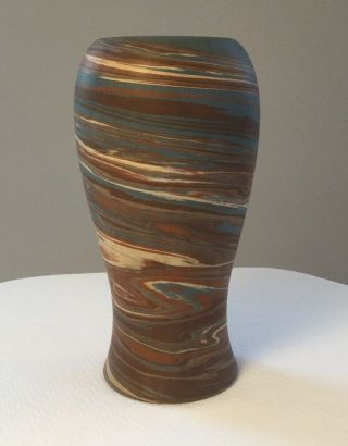 Antique Niloak Mission Swirl Pottery Vase - 8 1/4 " 1st Art Mark