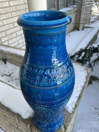 Huge Flavia Montelupo Italy Vase Rimini Blue Midcentury Bitossi des.  Aldo Londi? 2