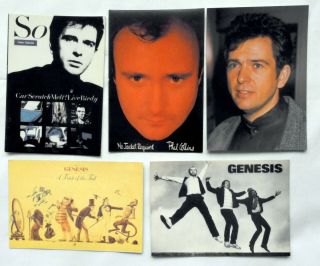 Genesis,  Peter Gabriel And Phil Collins Postcards 5 X Genesis Vintage Postcards