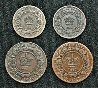 Nova Scotia Decimal Set: 1861,  1864 Half Cents & 1861,  1862 One Cents