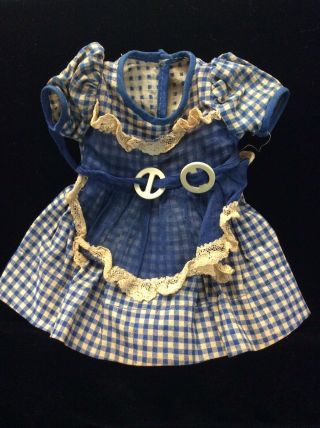 Vintage Doll Dress Toni Shirley Temple Sweet Sue Blue Checked Terri Lee