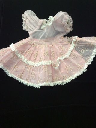 Vintage Doll Dress Toni Shirley Temple Sweet Sue Terri Lee Pink Organdy Sheer