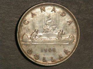 Canada 1946 1 Dollar Silver Crown Xf - Au