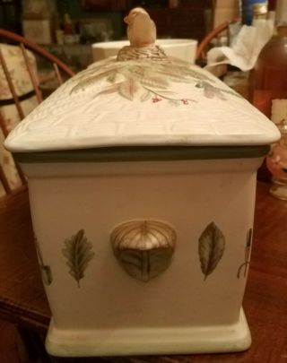 Pfaltzgraff Portfolio Naturewood Ceramic Bread Box with Lid Rare Discontinued 3