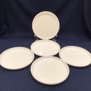 5 Set Stakk Tabletops Stax Living Vitrified Porcelain White Dinner Plates 10.  5”