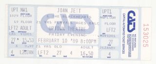 Rare Joan Jett 2/10/89 Kansas City Mo Uptown Theatre Concert Ticket