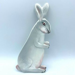 Italian Pottery Rabbit Bunny Trinket Dish Spoon Rest Italy Hand Painted Easter