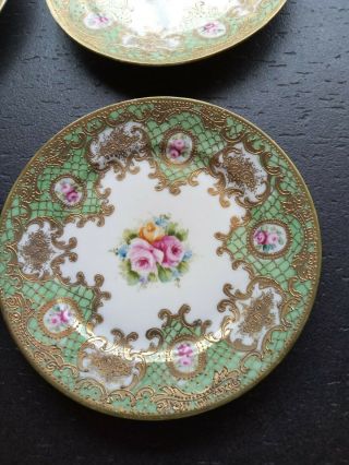 Noritake Nippon Hand Painted Rose Pattern Plates With Heavy Moriage.