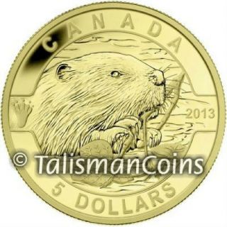 2013 Beaver O Canada Series $5 1/10 Oz.  9999 Pure Gold Proof Full Ogp