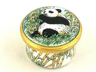 Vintage Staffordshire Enamels Hand Painted Panda Trinket Box