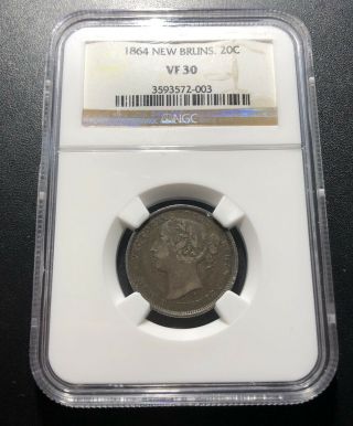 Canada (brunswick) 1864 20 Cents Coin: Ngc Vf 30