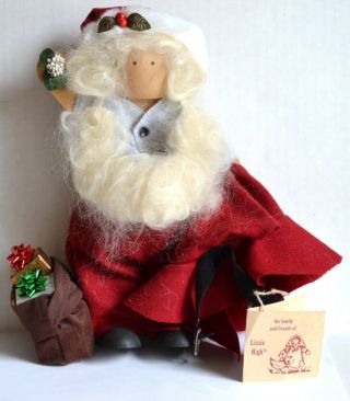 Vintage Lizzie High Whimsical Wooden Folk Art Doll Mrs " Santa Claus " On Xmas Eve