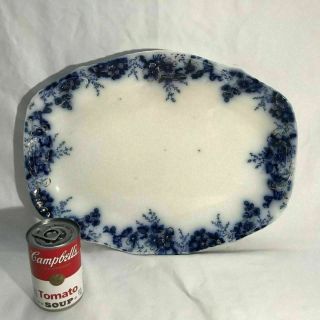 Antique Johnson Bros Flow Blue Peach Royal Semi Porcelain Serving Platter Gold
