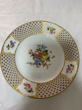 Richard Ginori Pompadour Cabinet Plate Hand Painted 24k Italy Dinner Plate 9.  75”