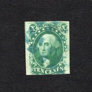 Usa 1855 Stamp Scott 14 (2) Green Imperf Cv=160$